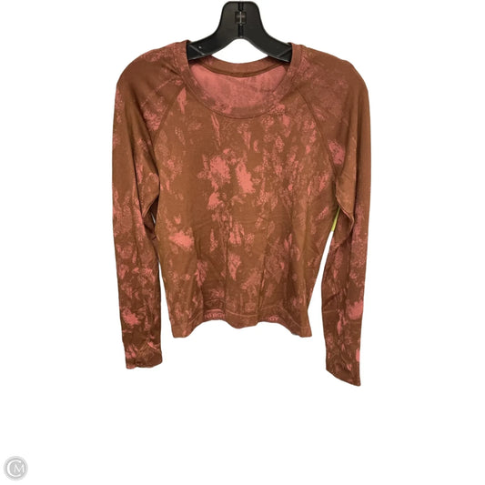 Athletic Top Long Sleeve Crewneck By Lululemon In Brown & Pink, Size: 8