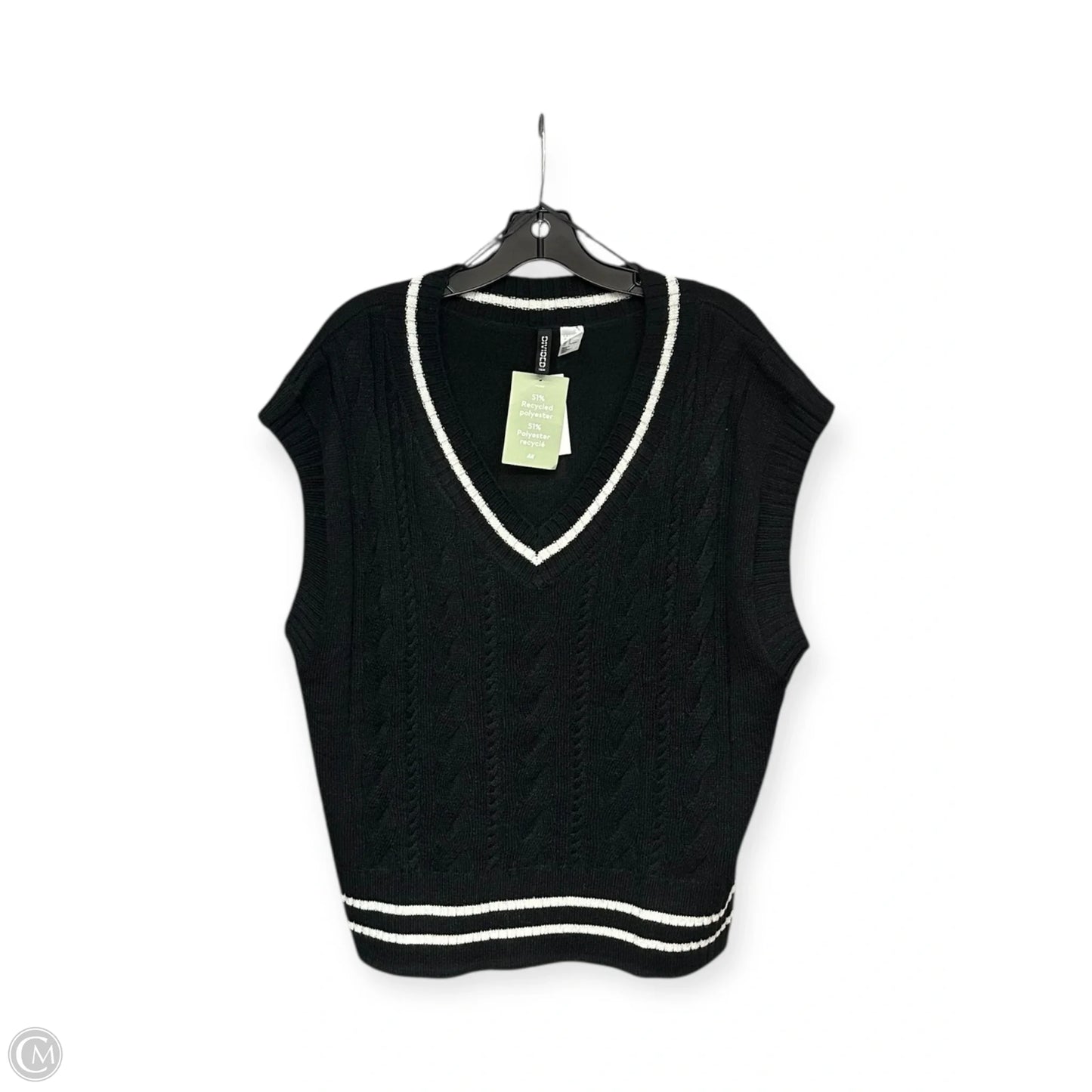 Vest Sweater By Divided In Black & White, Size: L
