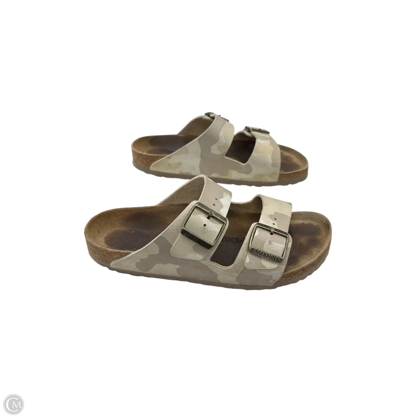Sandals Flats By Birkenstock In Camouflage Print, Size: 10