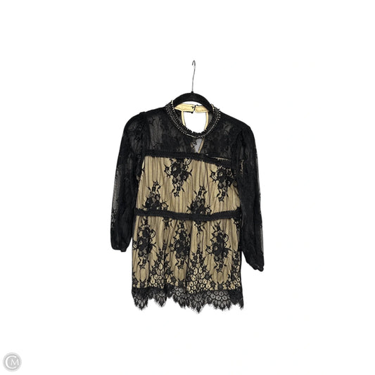 Blouse Long Sleeve By Andree By Unit In Black & Tan, Size: S