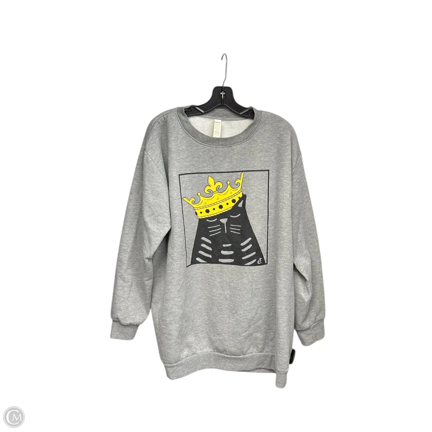 Sweatshirt Crewneck By Clothes Mentor In Grey & Yellow, Size: 2x