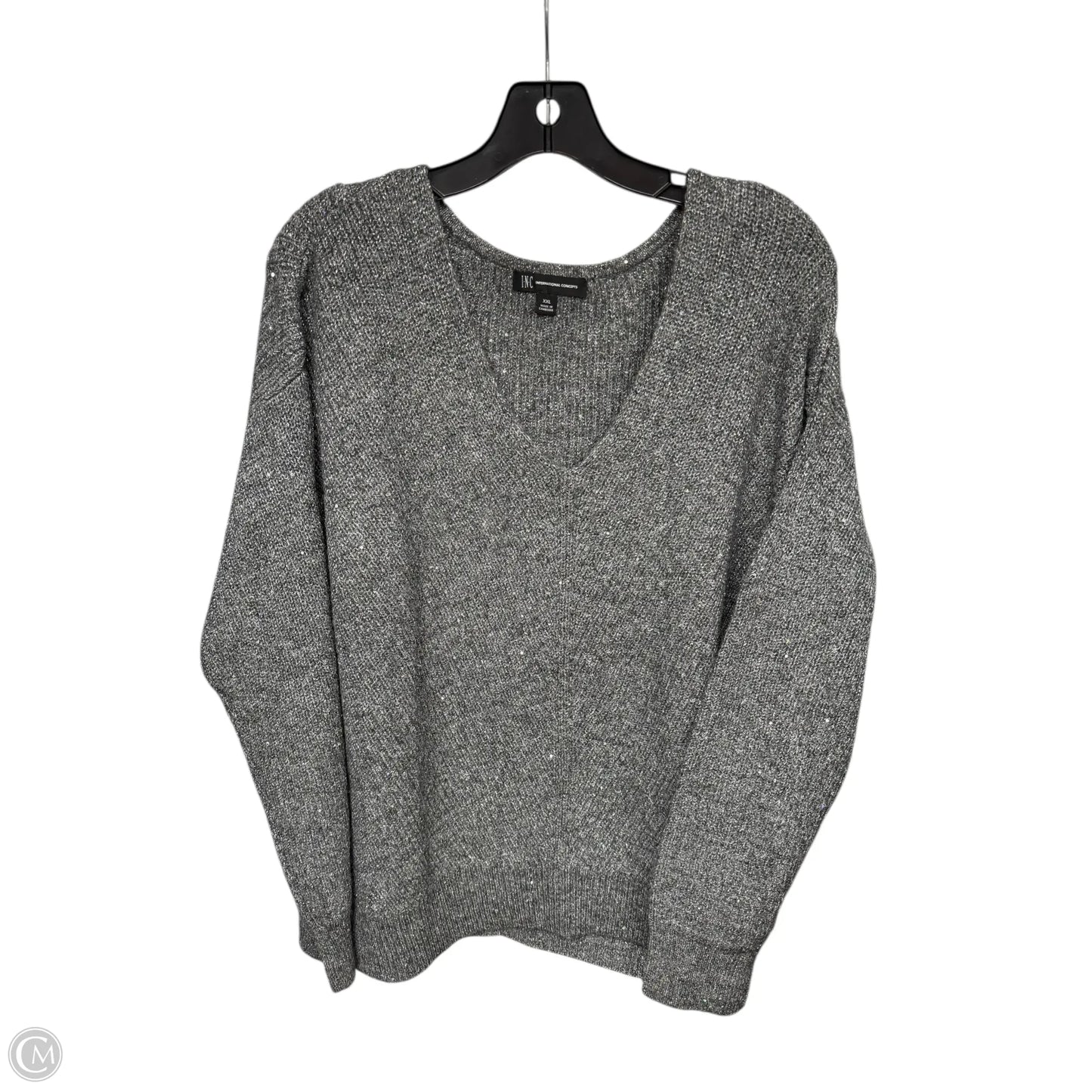 Sweater By Inc In Grey & Silver, Size: Xxl