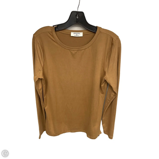 Top Long Sleeve Basic By Zenana In Brown, Size: Xl