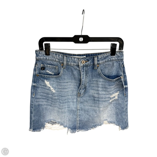 Skirt Mini & Short By Kancan In Blue Denim, Size: L
