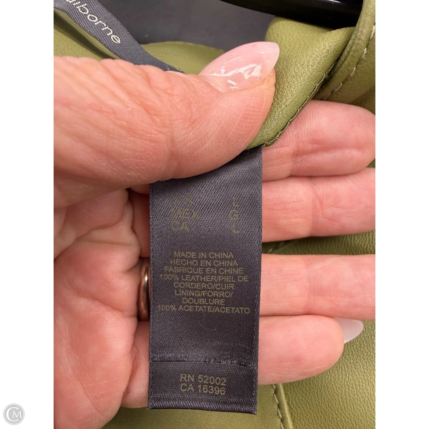 Jacket Leather By Liz Claiborne In Green, Size: L