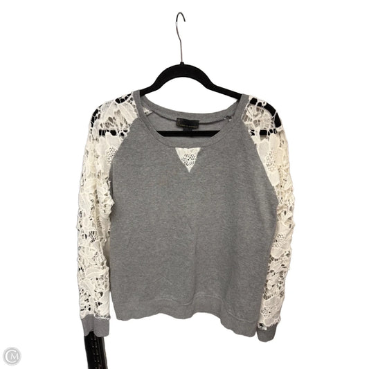 Top Long Sleeve By Jeans By Buffalo In Grey & White, Size: L