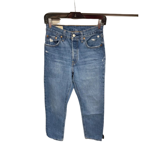 Jeans Straight By Levis In Blue Denim, Size: 24