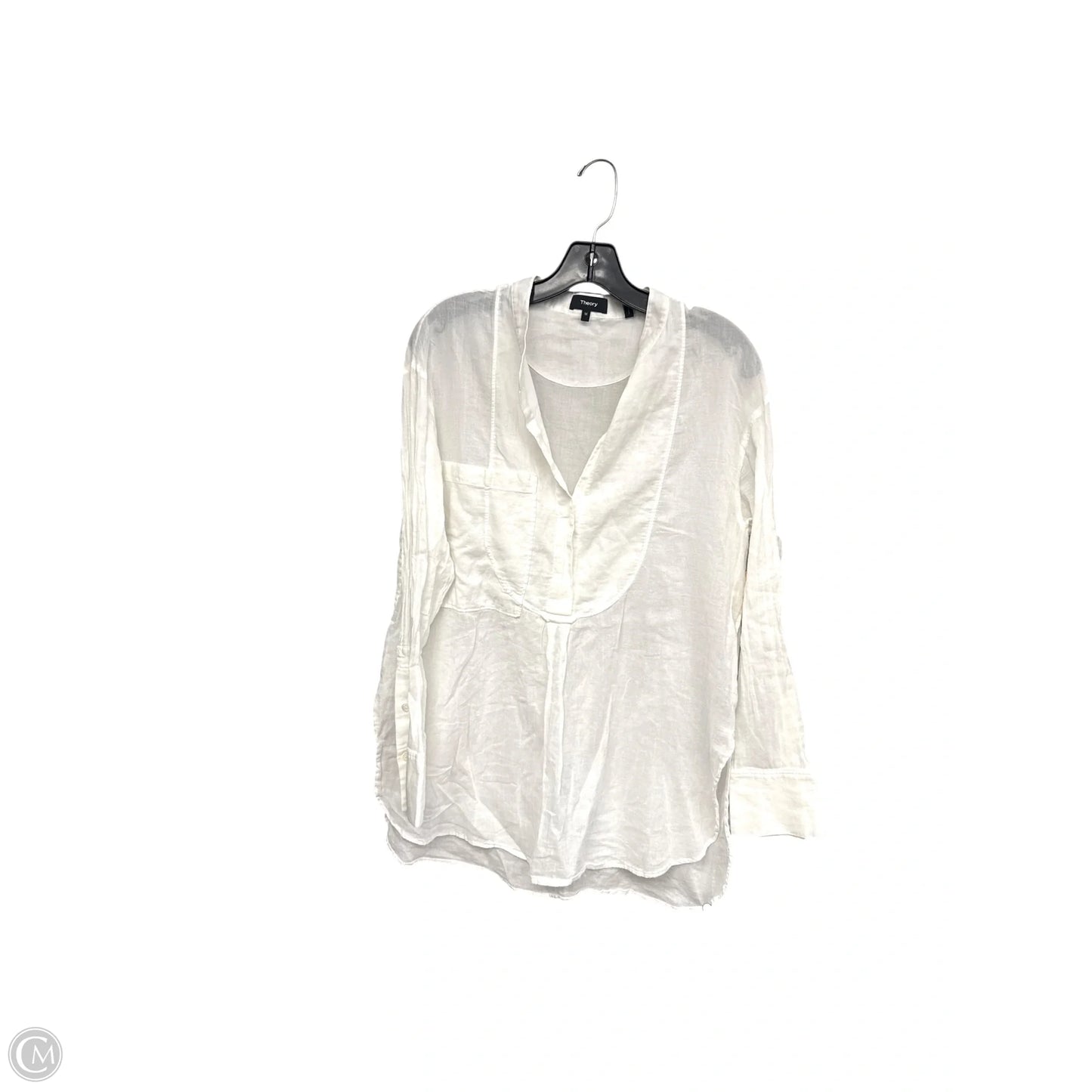 Tunic Long Sleeve By Theory In White, Size: M