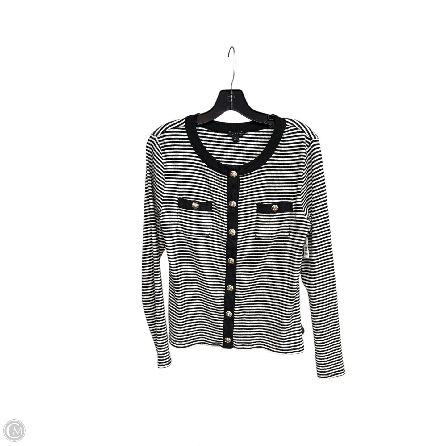 Top Long Sleeve By Ann Taylor In Striped Pattern, Size: M