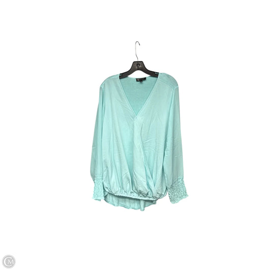 Top Long Sleeve By Dg2 In Aqua, Size: L