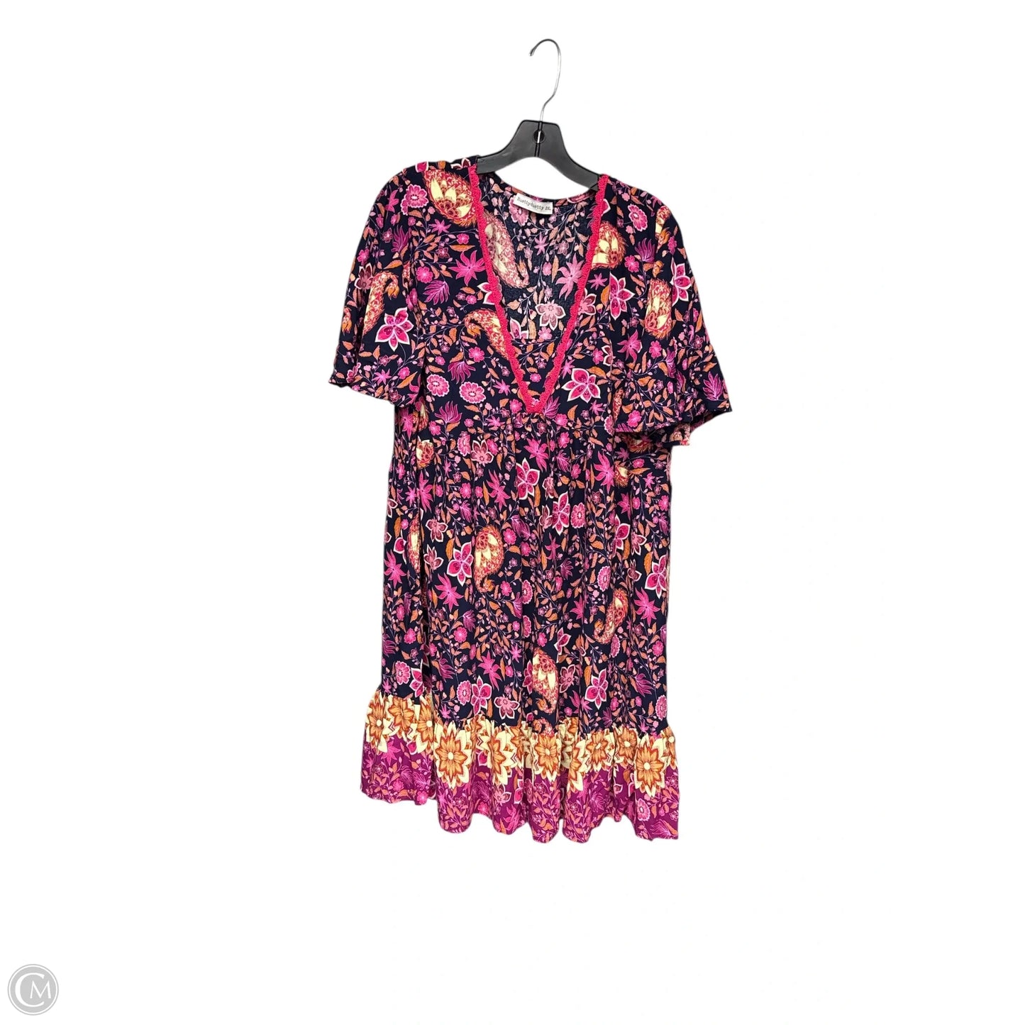 Dress Casual Midi By Rusttydustty In Blue & Pink, Size: 2x