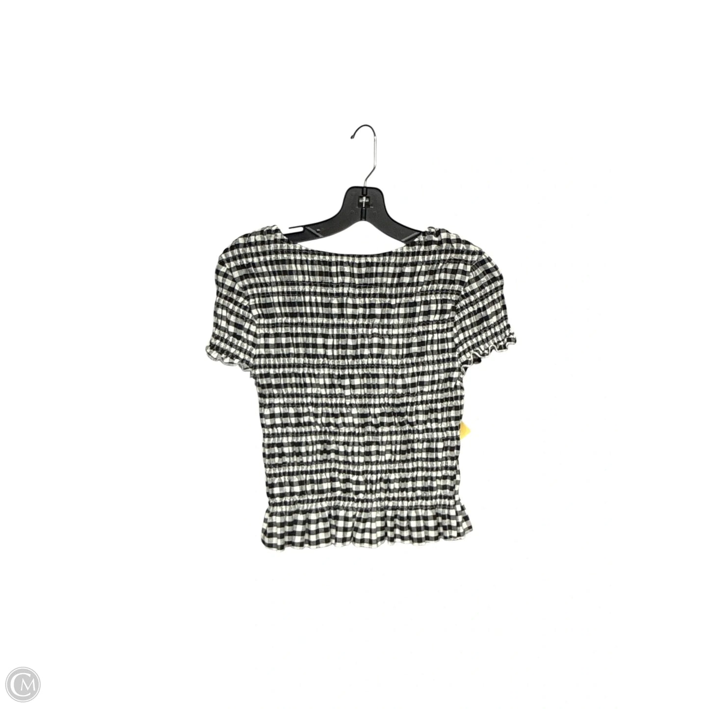 Top Short Sleeve By Shein In Checkered Pattern, Size: M