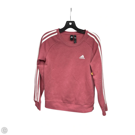 Athletic Sweatshirt Crewneck By Adidas In Pink & White, Size: S