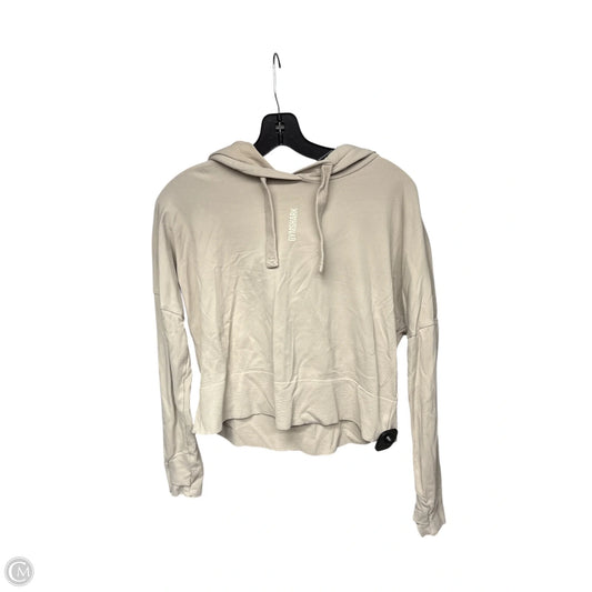 Athletic Top Long Sleeve Hoodie By Gym Shark In Beige, Size: Xs