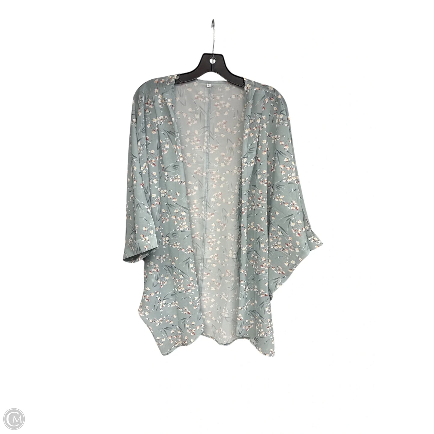 Shawl By Clothes Mentor In Green & White, Size: L