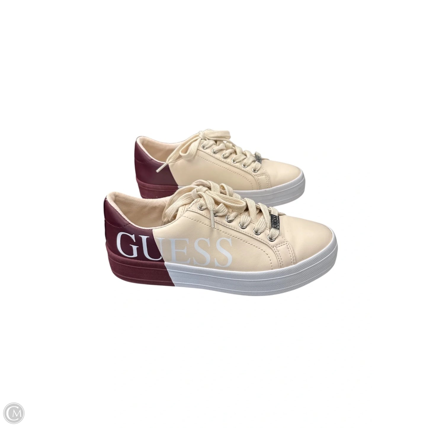 Shoes Sneakers By Guess In Cream & Red, Size: 7