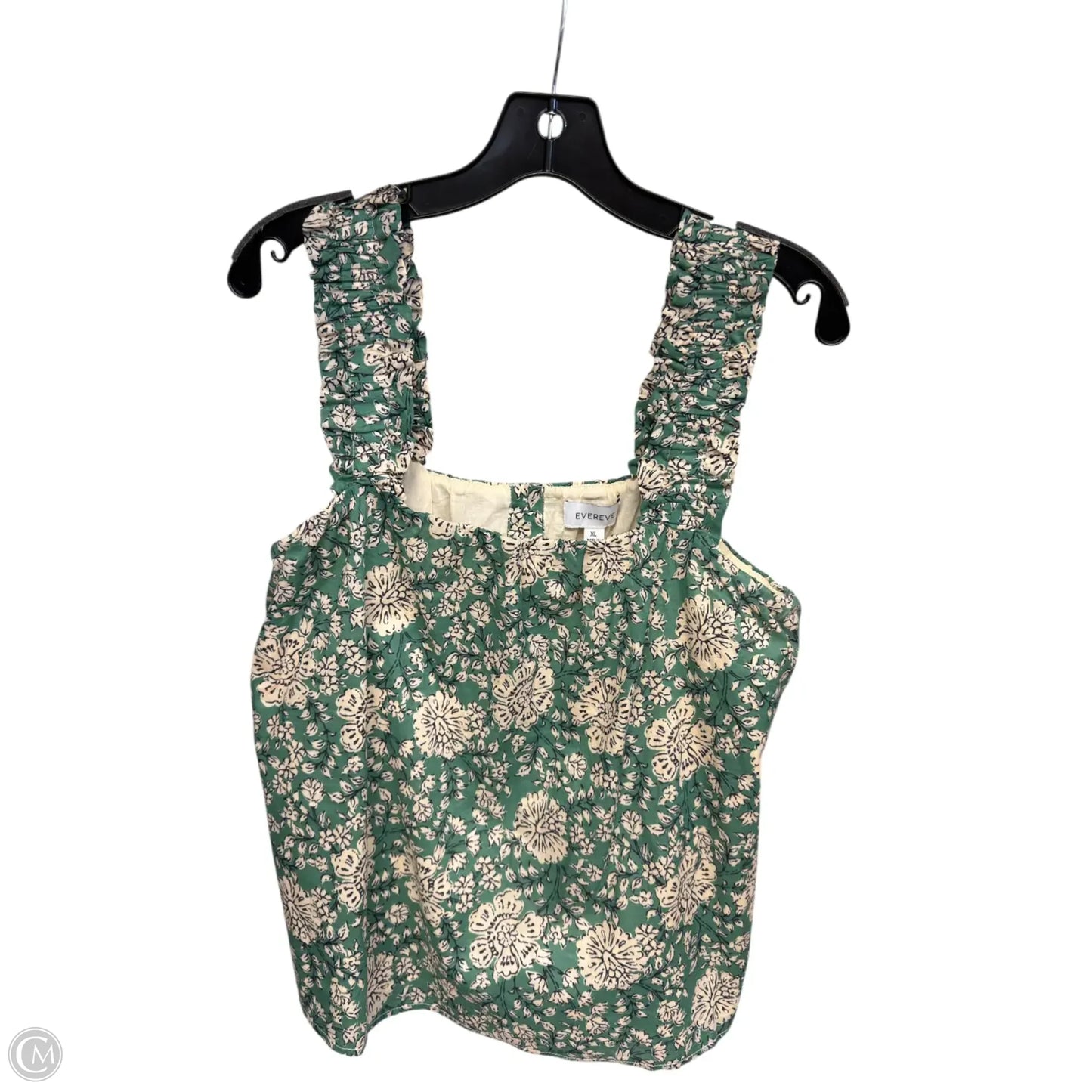 Top Sleeveless By Evereve In Cream & Green, Size: Xl