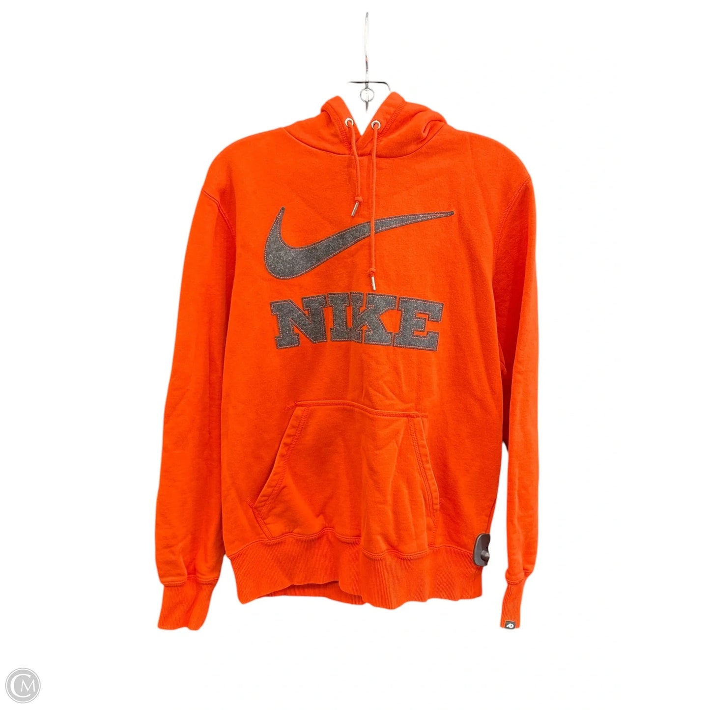 Athletic Sweatshirt Hoodie By Nike Apparel In Grey & Orange, Size: M