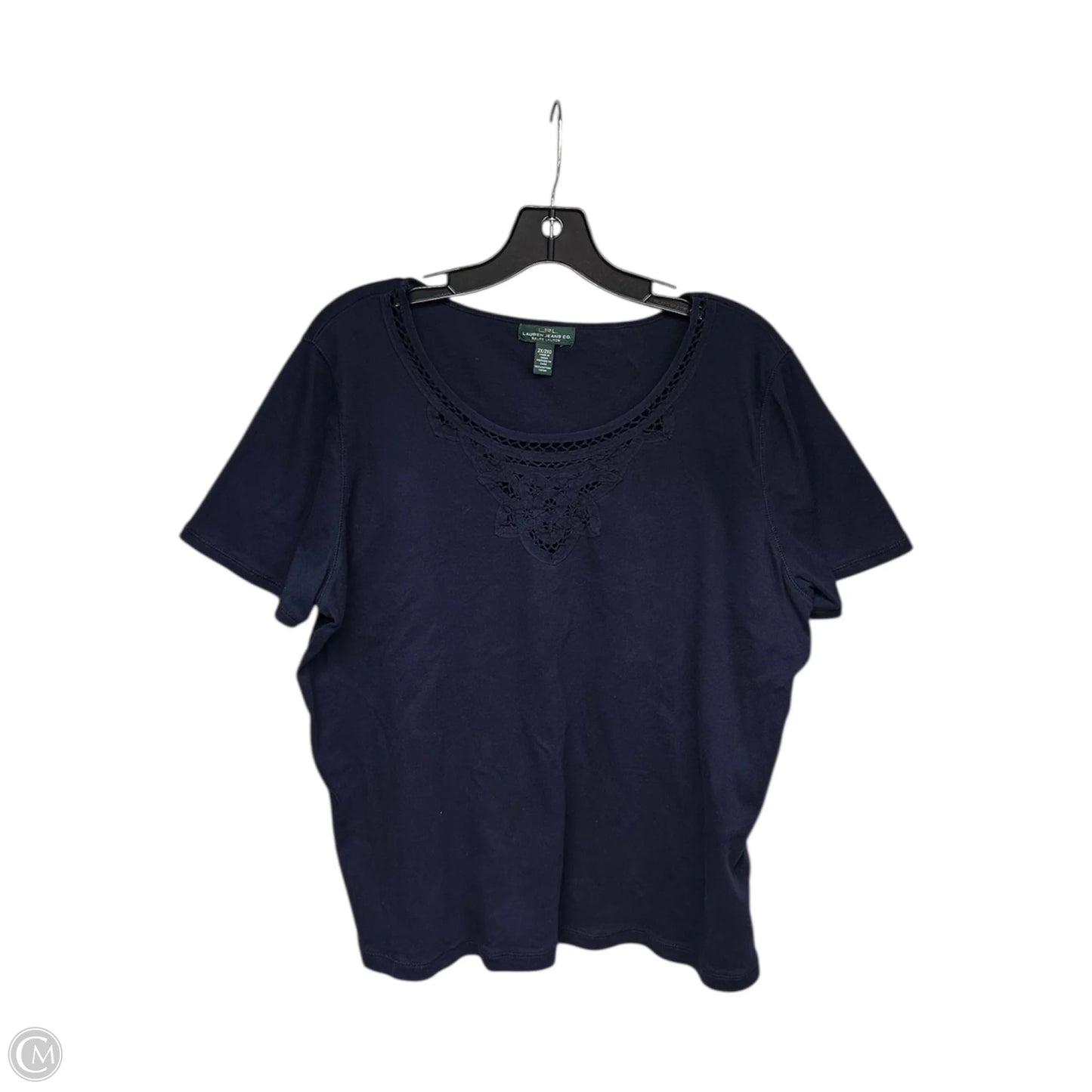 Top Short Sleeve By Lauren Jeans Co In Navy, Size: 2x