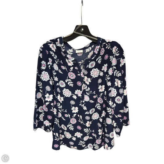 Top Long Sleeve By Croft And Barrow In Blue & Pink, Size: L