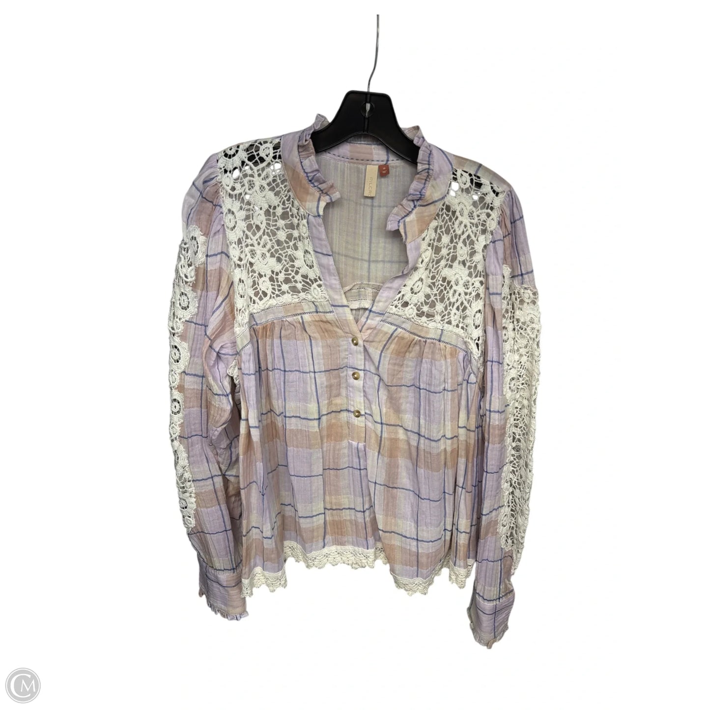 Blouse Long Sleeve By Pilcro In Purple, Size: 1x