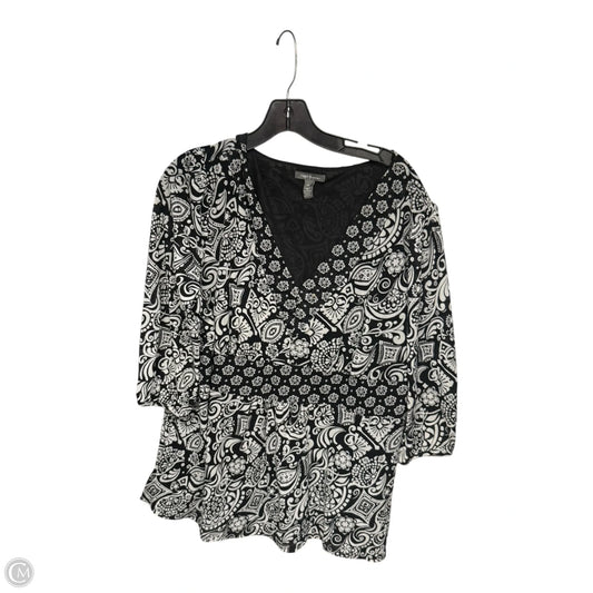 Top 3/4 Sleeve By Apt 9 In Black & White, Size: 2x