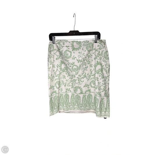 Skirt Midi By Ann Taylor In Green & White, Size: 12p