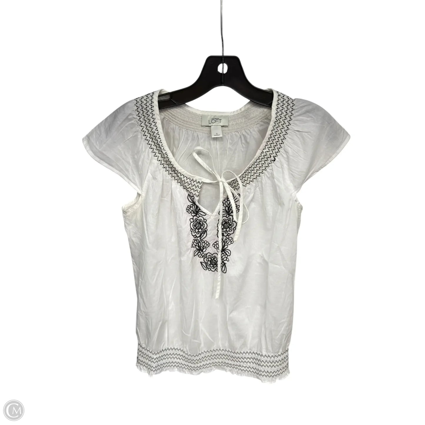Top Sleeveless By Loft In Black & White, Size: S