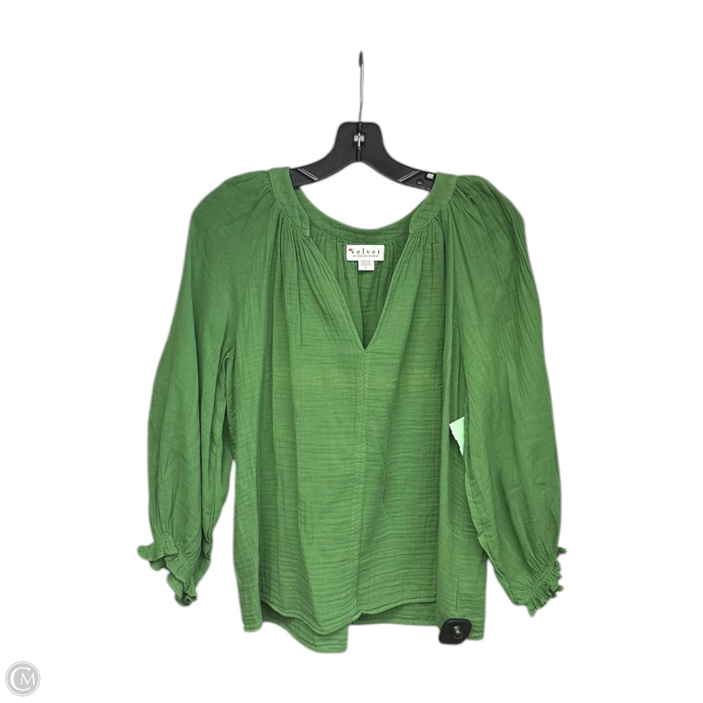 Top Long Sleeve By Velvet In Green, Size: S