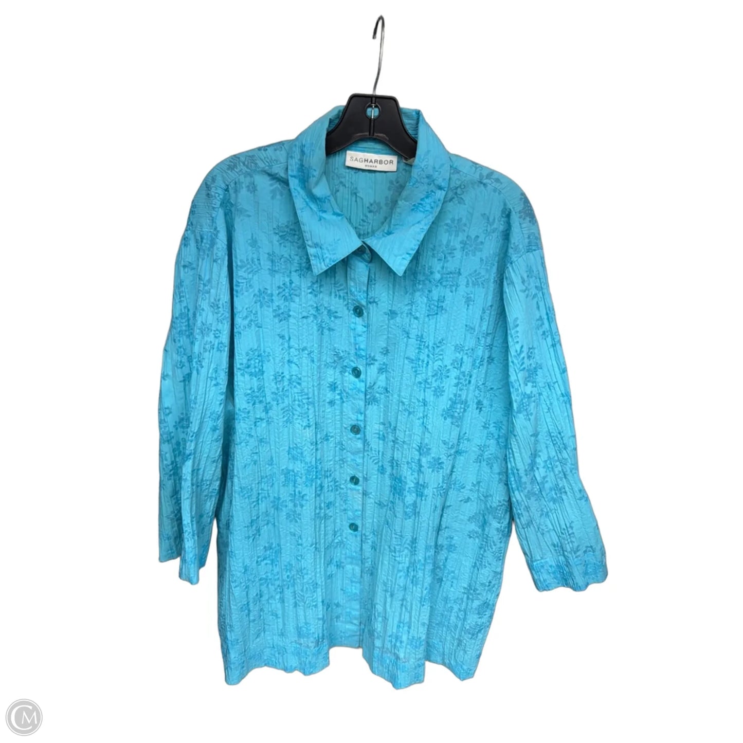 Top Long Sleeve By Sag Harbor In Blue, Size: 2x
