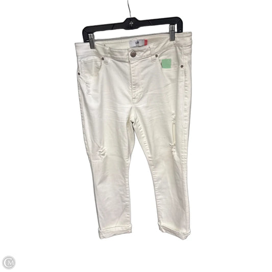 Jeans Cropped By Cabi In White Denim, Size: 12