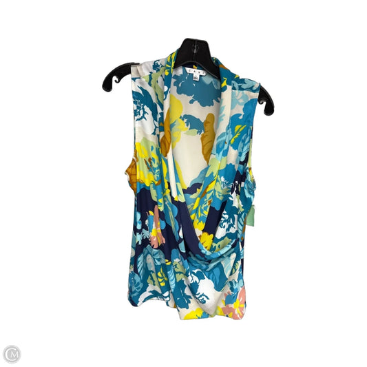 Top Sleeveless By Cabi In Blue & Yellow, Size: L