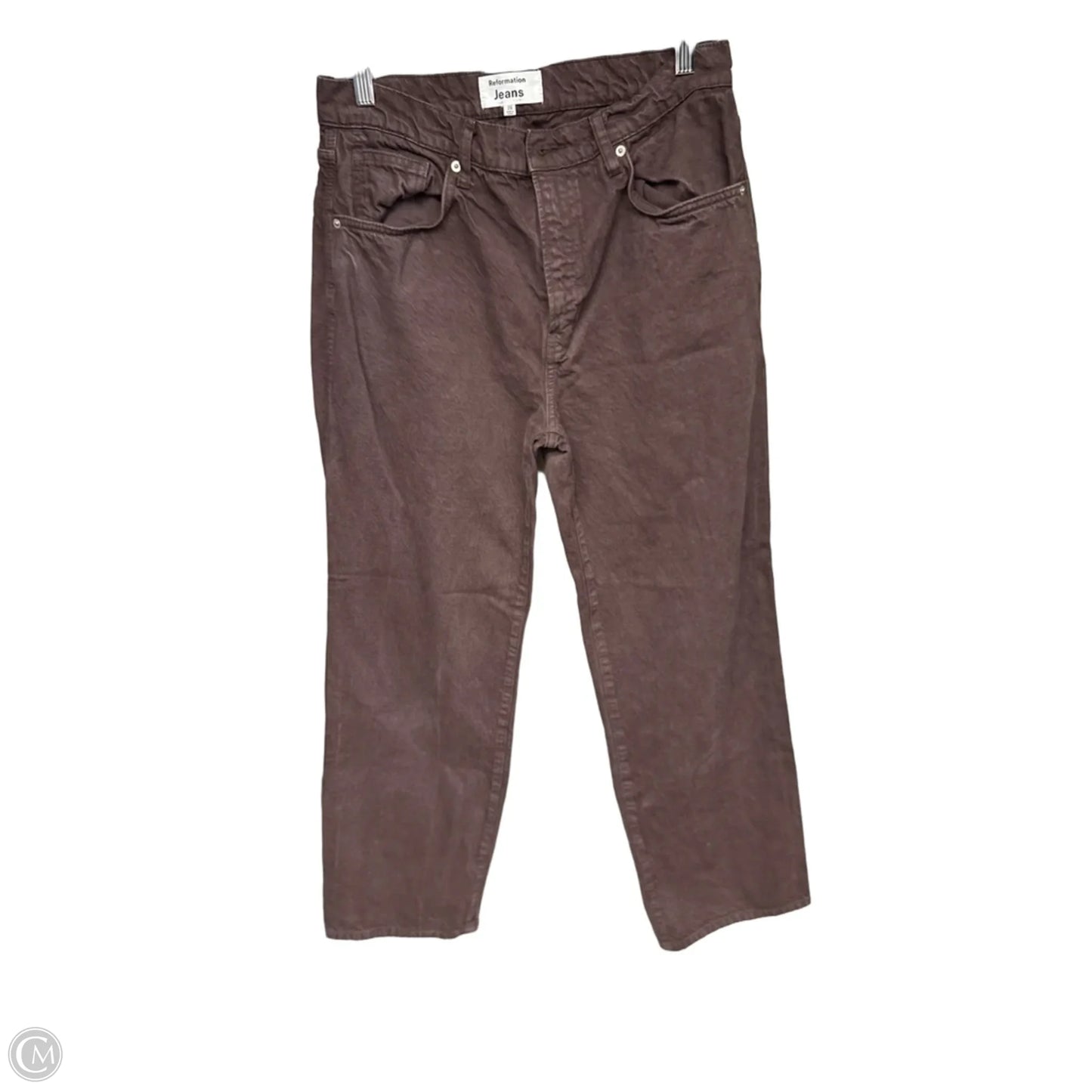 Jeans Straight By Reformation In Brown Denim, Size: 8