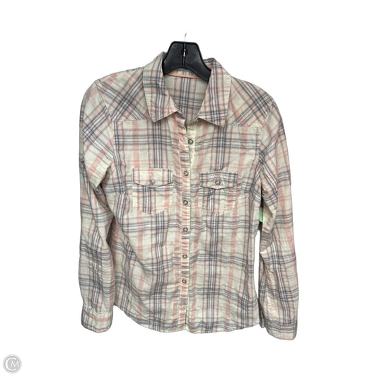 Top Long Sleeve By Maurices In Plaid Pattern, Size: S