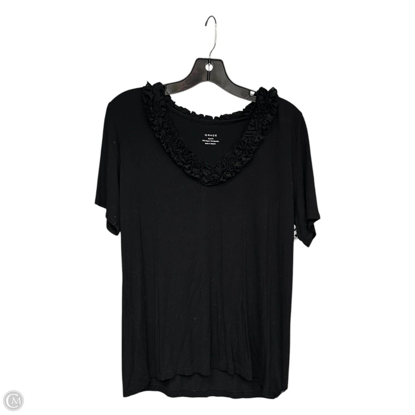 Top Short Sleeve By Grace In Black, Size: Xl