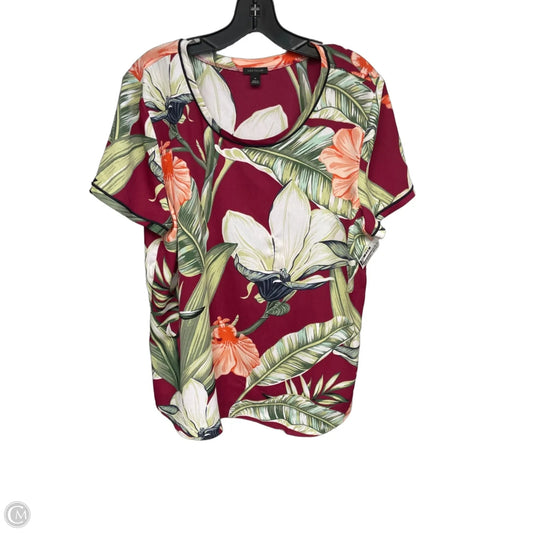 Top Short Sleeve By Ann Taylor In Tropical Print, Size: Xl