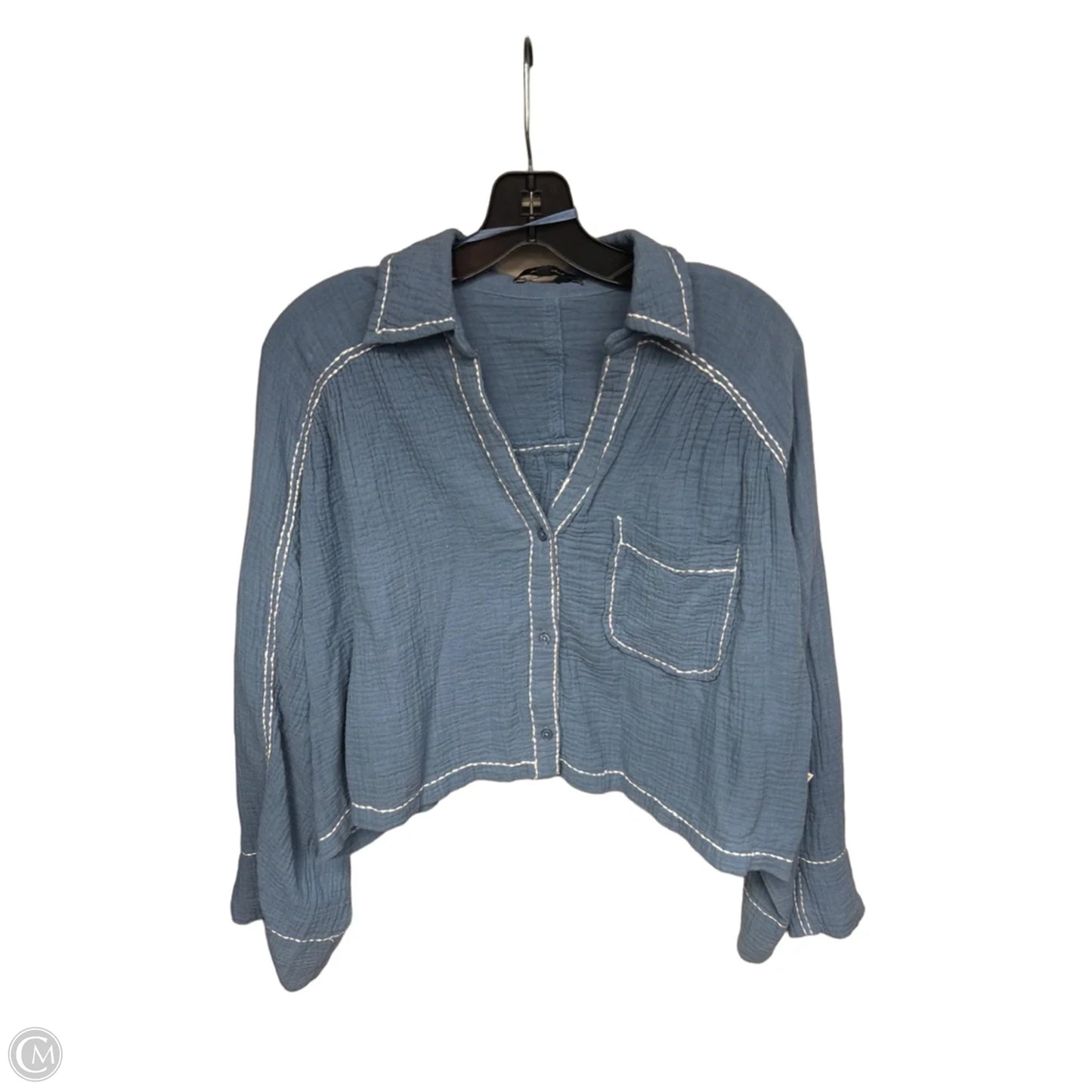 Top Long Sleeve By 7 For All Mankind In Blue, Size: M