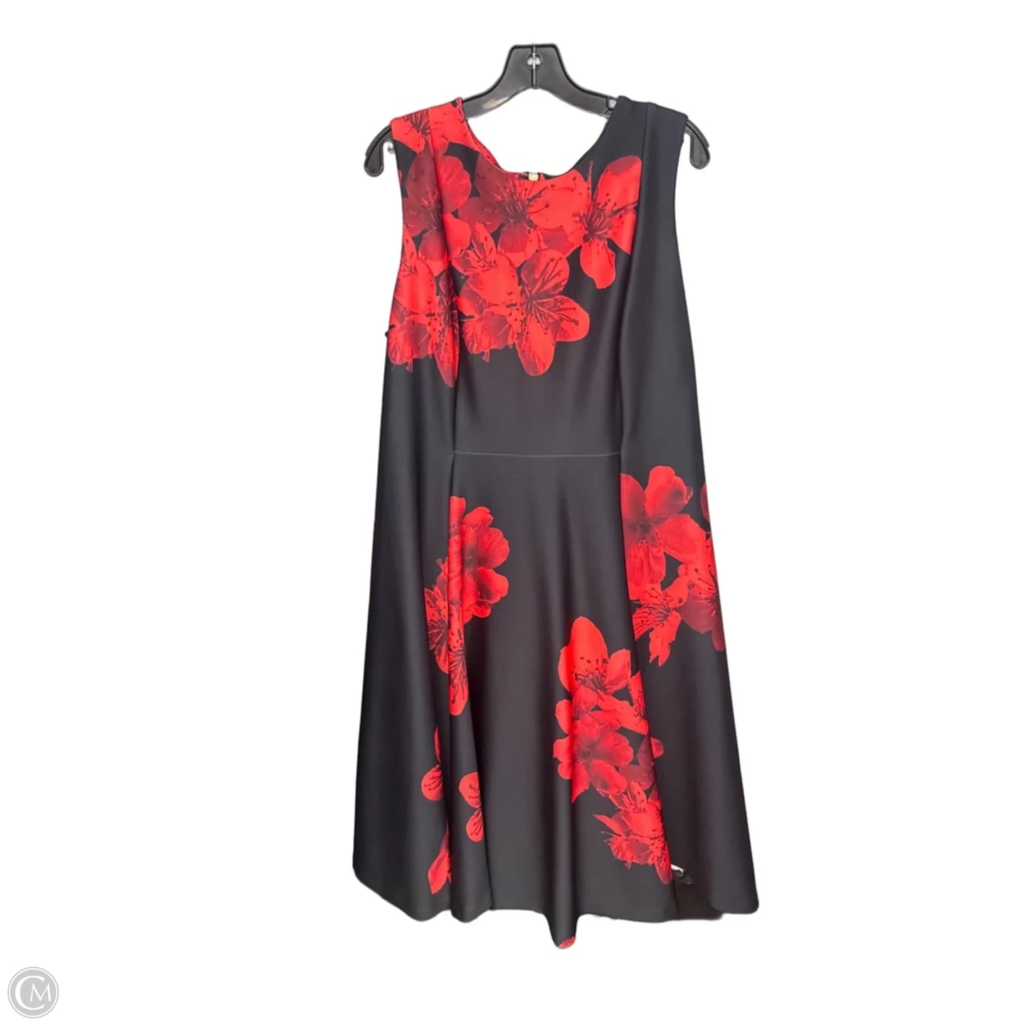 Dress Party Midi By Calvin Klein In Black & Red, Size: 16