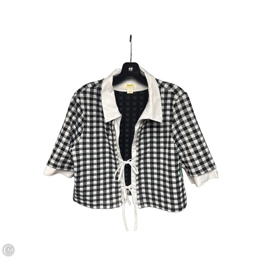 Top Short Sleeve By Maeve In Checkered Pattern, Size: L