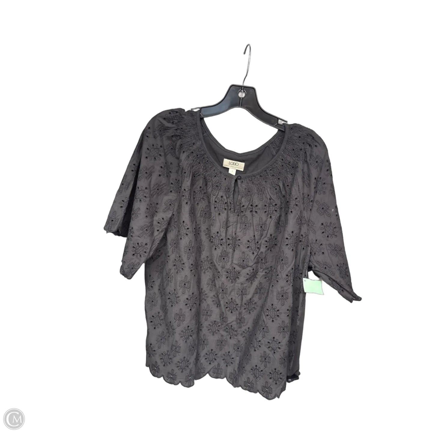 Top Short Sleeve By Logo In Grey, Size: L