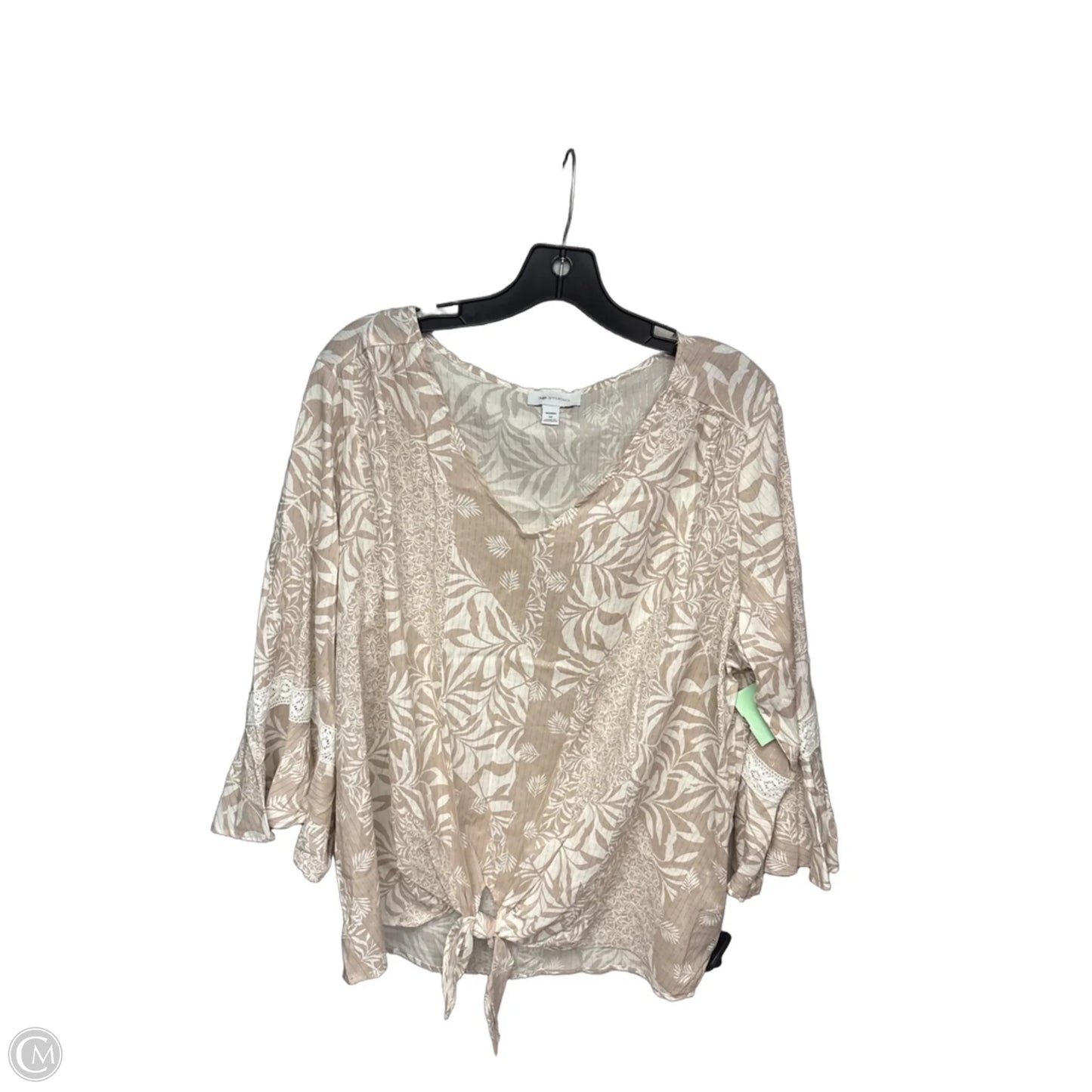 Top 3/4 Sleeve By Ab Studio In Tan, Size: 1x