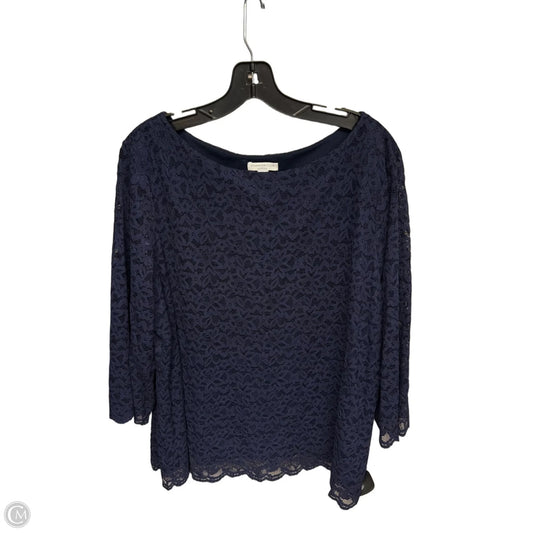 Blouse Long Sleeve By Charter Club In Navy, Size: 2x