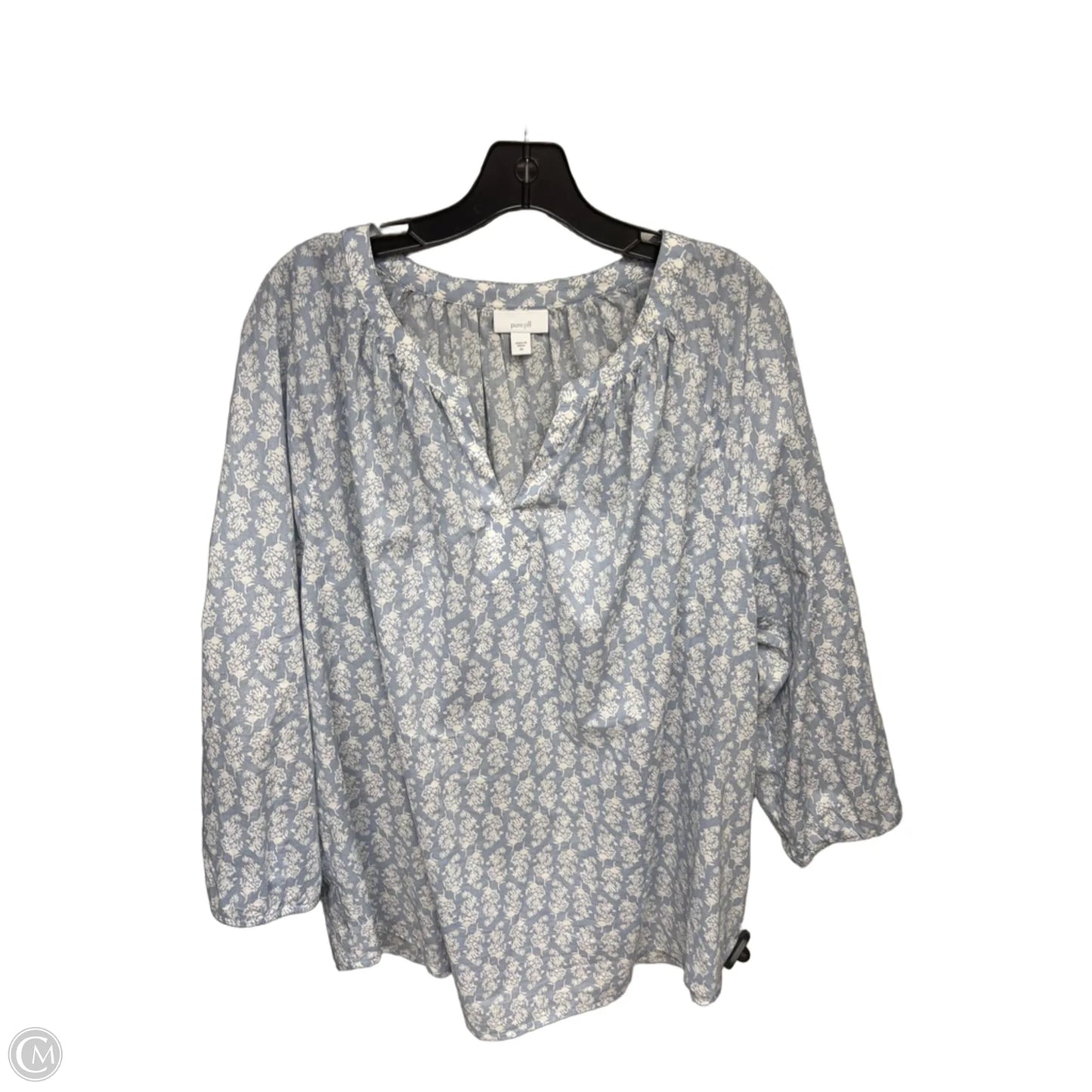 Top 3/4 Sleeve By Pure Jill In Blue & White, Size: 2x