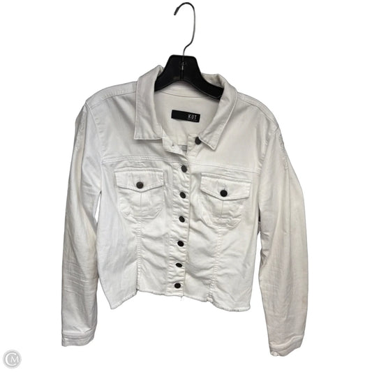 Jacket Denim By Kut In White Denim, Size: L