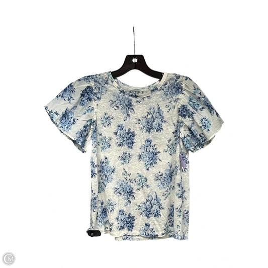 Top Short Sleeve By Loft In Blue & White, Size: Xxsp