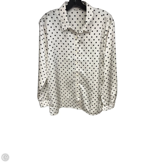 Blouse Long Sleeve By Loft In Polkadot Pattern, Size: M