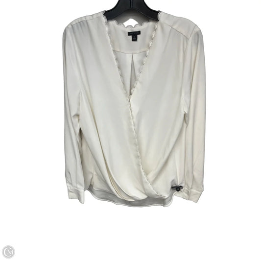 Blouse Long Sleeve By Ann Taylor In Ivory, Size: L