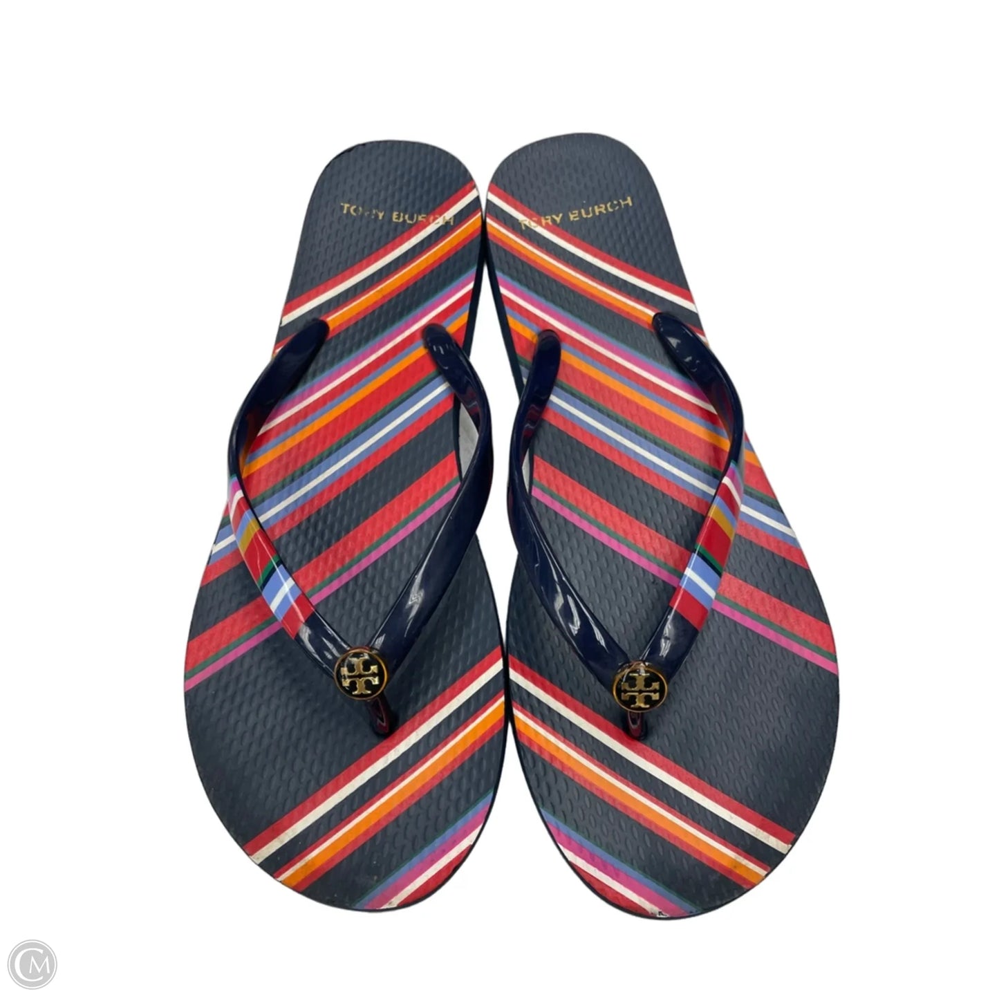 Sandals Designer By Tory Burch In Blue & Red