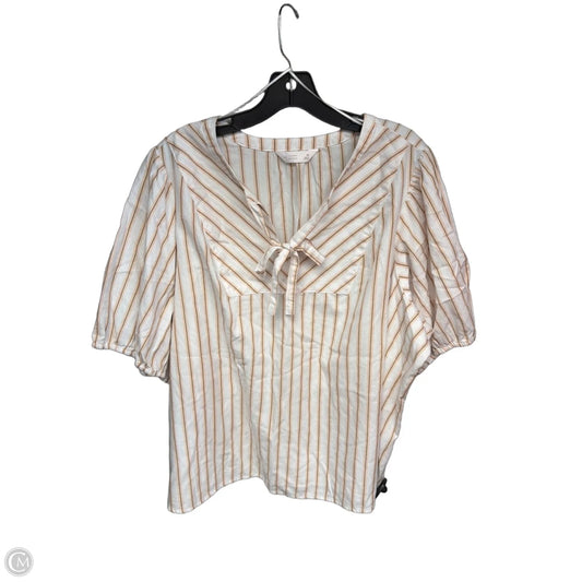 Top Short Sleeve By Lc Lauren Conrad In Orange & White, Size: 2x