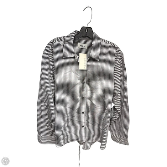 Blouse Long Sleeve By Agolde In Striped Pattern, Size: M